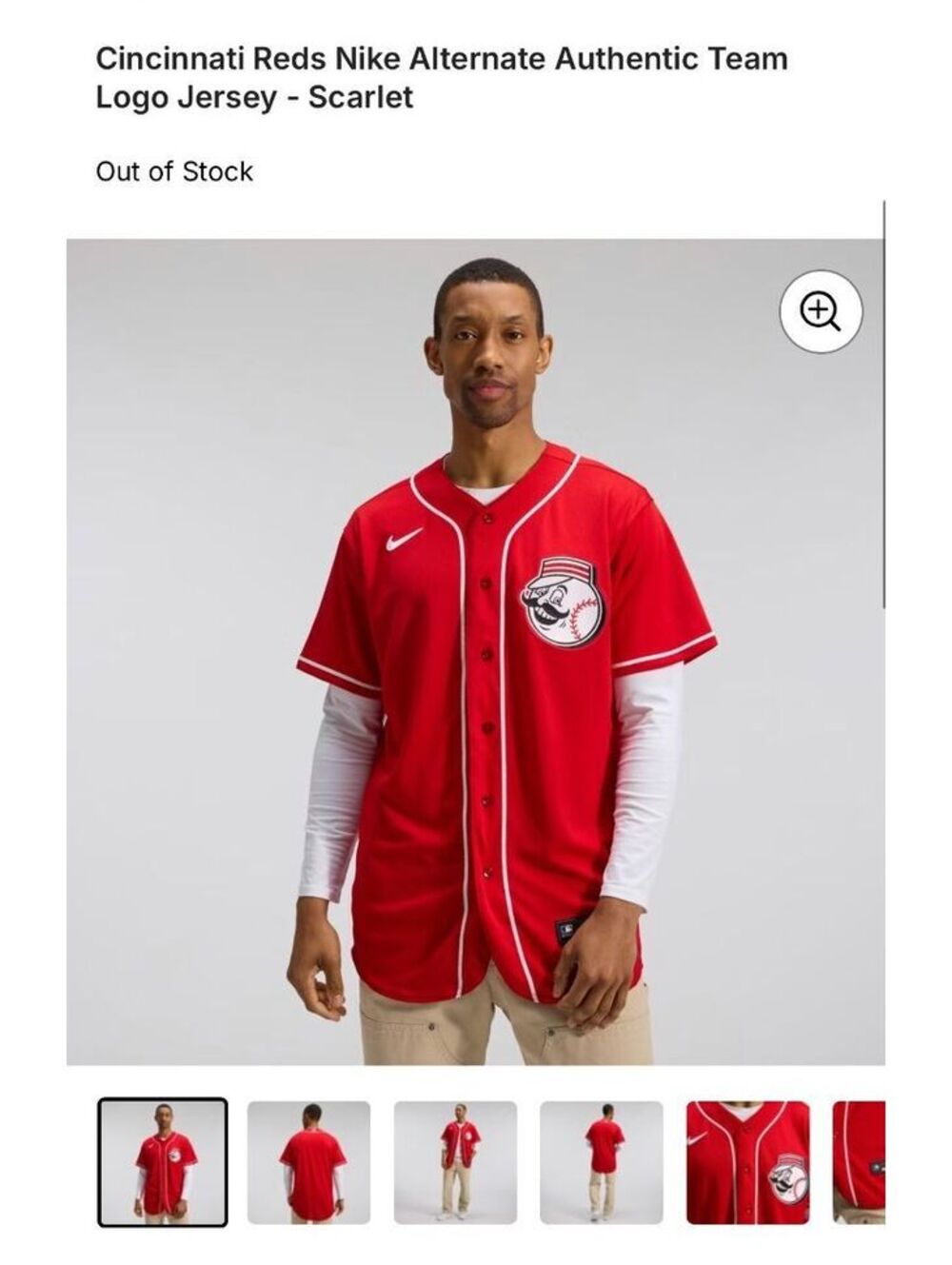 Cincinnati Reds Nike Alternate Authentic Team Logo Jersey - Scarlet
